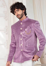 Load image into Gallery viewer, Lavender Velvet Jodhpuri Suit
