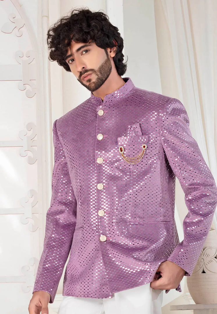 Lavender Velvet Jodhpuri Suit