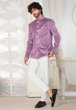 Load image into Gallery viewer, Lavender Velvet Jodhpuri Suit
