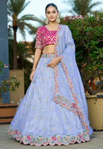 Load image into Gallery viewer, Lavender Viscose A Line Lehenga Choli
