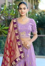 Load image into Gallery viewer, Lavender Viscose Circular Lehenga Choli
