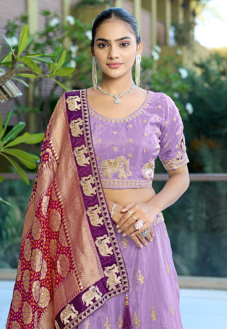 Lavender Viscose Circular Lehenga Choli