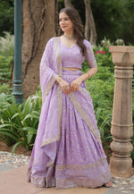 Load image into Gallery viewer, Lavender Viscose Jacquard Lehenga Choli
