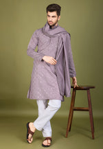 Load image into Gallery viewer, Lavender Viscose Kurta Pajama With Stole
