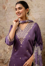 Load image into Gallery viewer, Lavender Viscose Rayon Readymade Pant Style Suit
