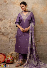 Load image into Gallery viewer, Lavender Viscose Rayon Readymade Pant Style Suit
