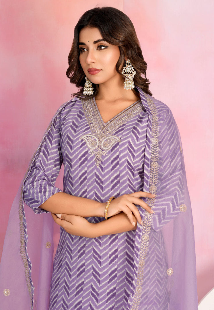 Lavender Viscose Readymade Pakistani Suit