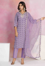 Load image into Gallery viewer, Lavender Viscose Readymade Pakistani Suit
