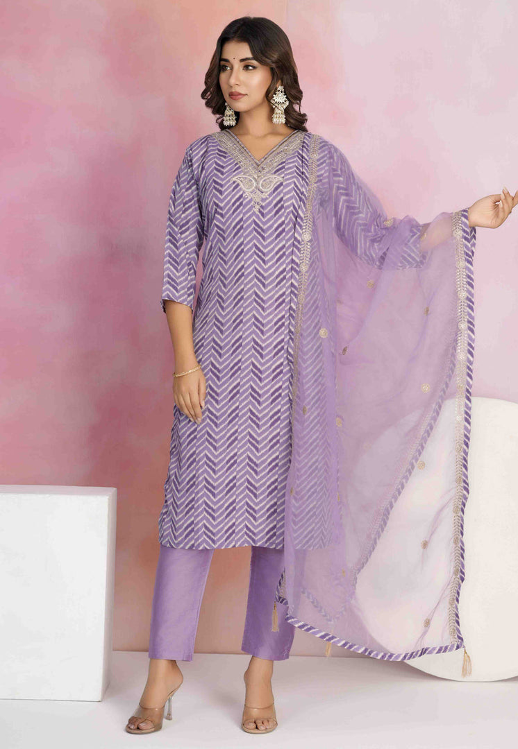 Lavender Viscose Readymade Pakistani Suit
