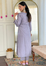 Load image into Gallery viewer, Lavender Viscose Readymade Pant Style Suit
