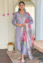 Load image into Gallery viewer, Lavender Viscose Readymade Pant Style Suit

