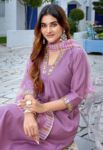 Load image into Gallery viewer, Lavender Viscose Readymade Pant Style Suit
