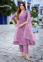 Load image into Gallery viewer, Lavender Viscose Readymade Pant Style Suit
