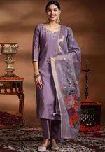 Load image into Gallery viewer, Lavender Viscose Readymade Pant Style Suit
