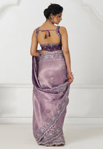 Load image into Gallery viewer, Lavender Viscose Saree With Blouse
