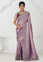 Load image into Gallery viewer, Lavender Viscose Saree With Blouse
