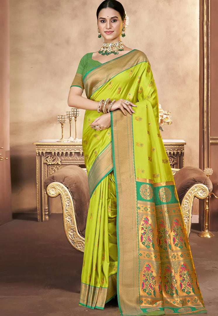 Light Green Art Silk Saree With Blouse