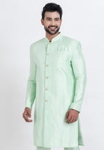 Load image into Gallery viewer, Light Green Banarasi Indo Western Suit
