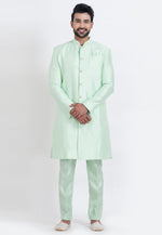 Load image into Gallery viewer, Light Green Banarasi Indo Western Suit

