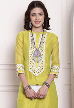 Load image into Gallery viewer, Light Green Chanderi Long Tunic
