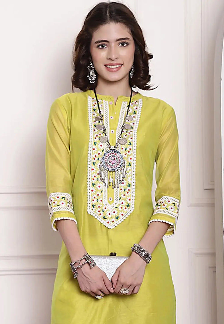 Light Green Chanderi Long Tunic