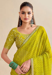 Light Green Chiffon Saree With Blouse