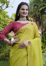 Load image into Gallery viewer, Light Green Chiffon Saree With Blouse
