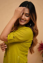 Load image into Gallery viewer, Light Green Cotton Kurta Set With Pent
