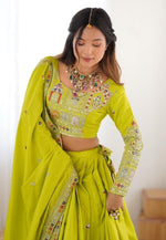 Load image into Gallery viewer, Light Green Crepe Silk Navratri Chaniya Choli
