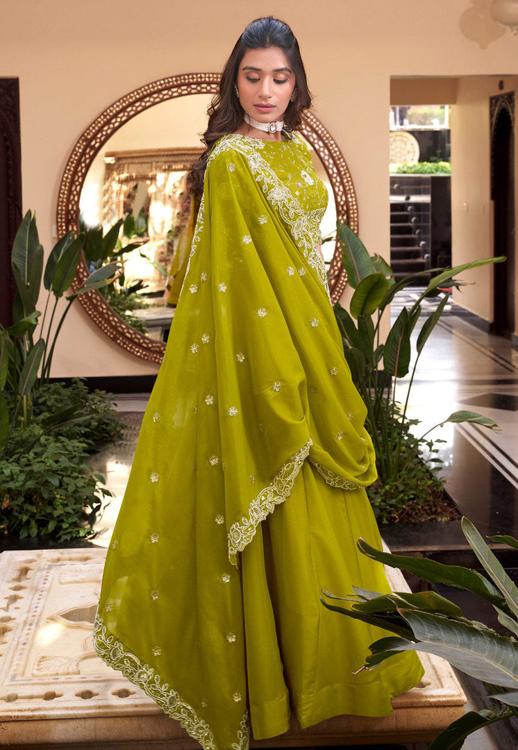 Light Green Georgette Lehenga Choli