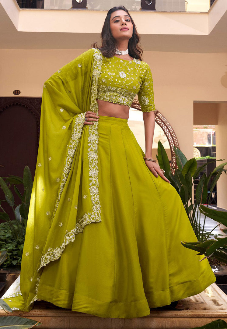 Light Green Georgette Lehenga Choli