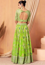 Load image into Gallery viewer, Light Green Organza Floral Lehenga choli
