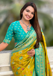 Light Green Patola Silk Saree
