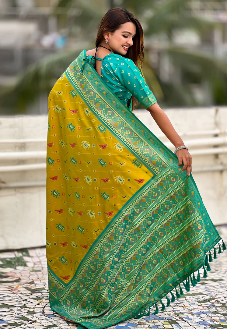 Light Green Patola Silk Saree