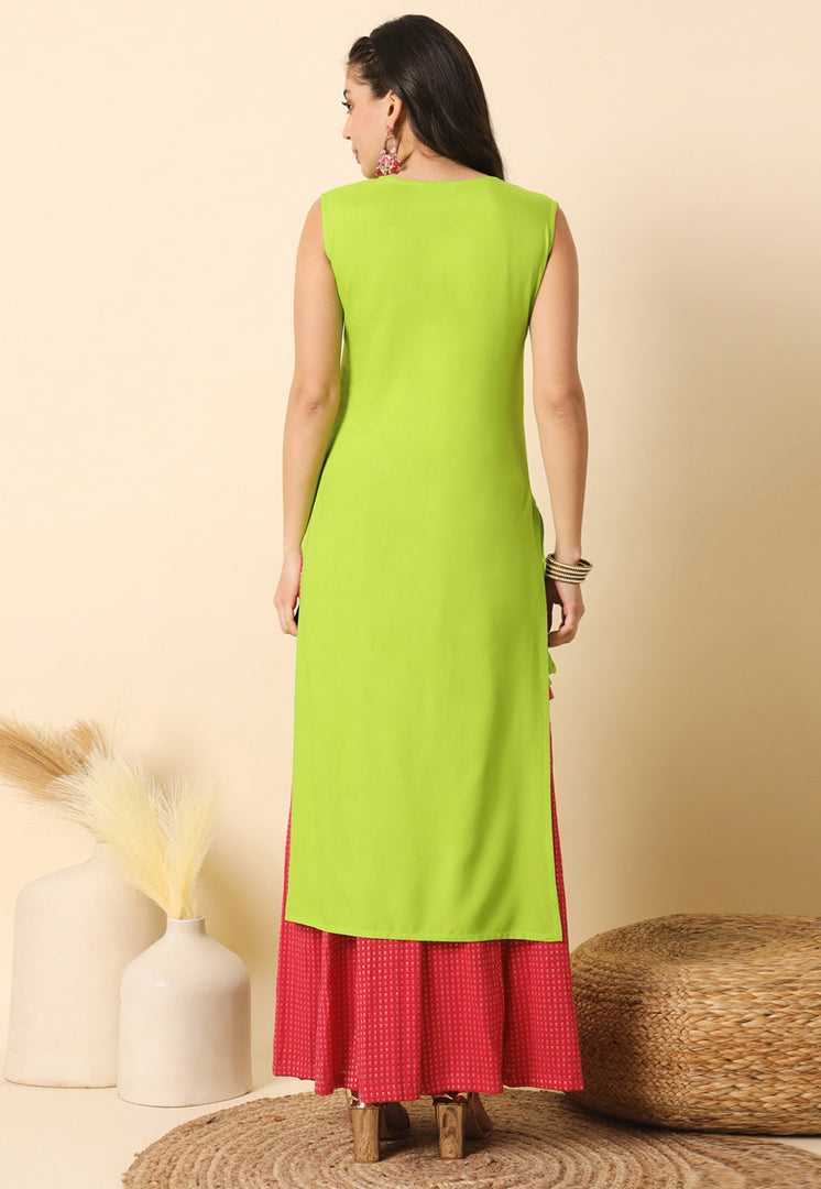 Light Green Rayon Long Tunic