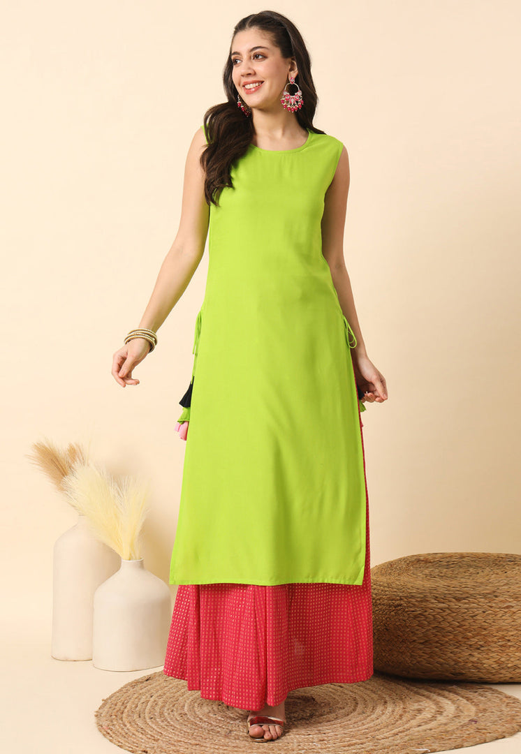 Light Green Rayon Long Tunic