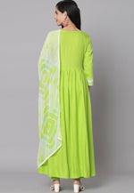 Load image into Gallery viewer, Light Green Rayon Readymade Long Anarkali Suit
