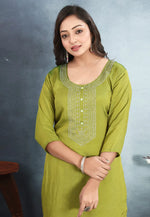 Load image into Gallery viewer, Light Green Silk Kurta Set With Pent

