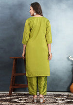 Load image into Gallery viewer, Light Green Silk Kurta Set With Pent
