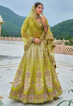 Load image into Gallery viewer, Light Green Silk Lehenga Choli For Wedding

