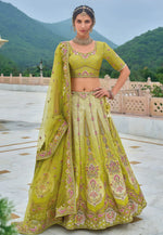 Load image into Gallery viewer, Light Green Silk Lehenga Choli For Wedding
