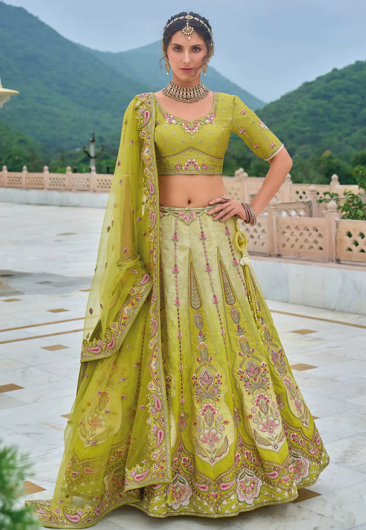 Light Green Silk Lehenga Choli For Wedding