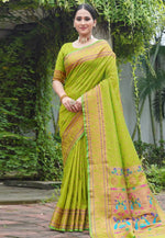 Load image into Gallery viewer, Light Green Silk Paithani Saree