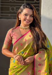 Light Green Silk Paithani Saree