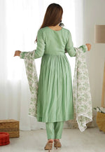 Load image into Gallery viewer, Light Green Silk Readymade Anarkali Suit
