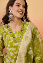 Load image into Gallery viewer, Light Green Silk Readymade Palazzo Suit
