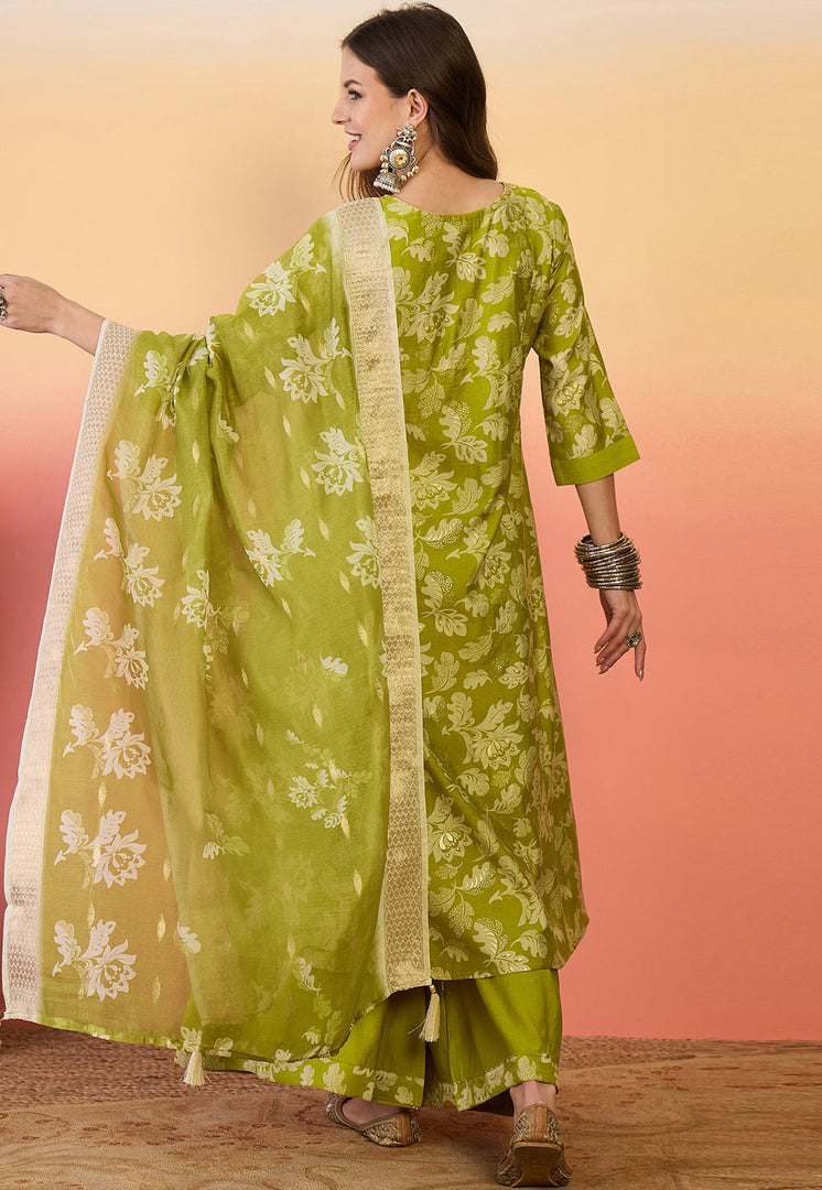 Light Green Silk Readymade Palazzo Suit