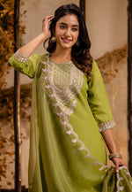 Load image into Gallery viewer, Light Green Silk Readymade Pant Style Suit
