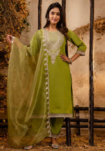 Load image into Gallery viewer, Light Green Silk Readymade Pant Style Suit
