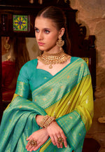 Load image into Gallery viewer, Light Green Silk Saree With Blouse
